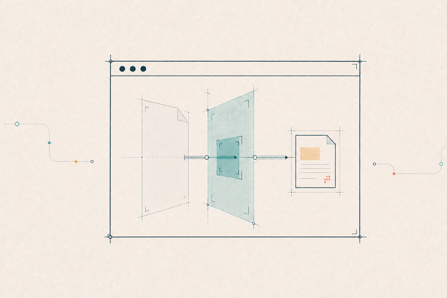 A document is inspected inside a browser boundary while the network remains outside.
