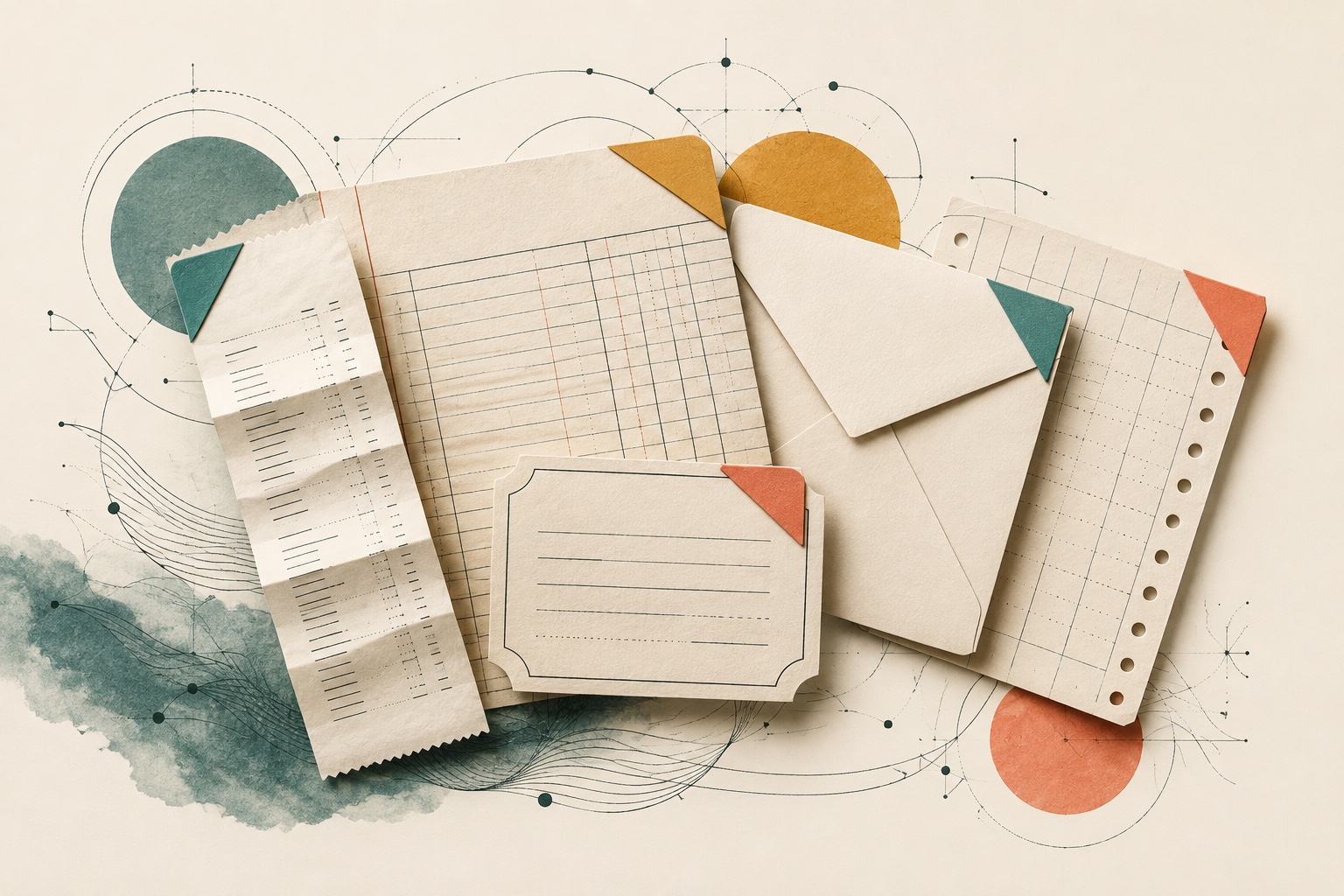 A set of varied business documents follows different classification and handling paths.