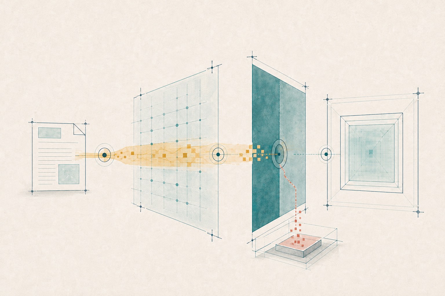 A signal travels from an external document through extraction into AI context.