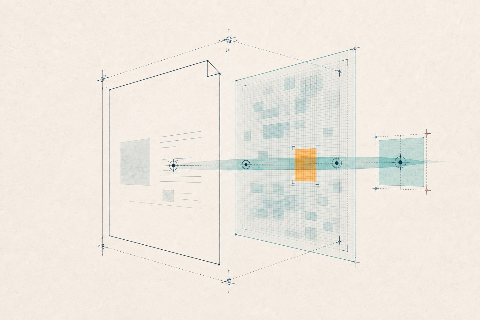 A PDF visible page is offset from a denser machine-readable layer beneath it.