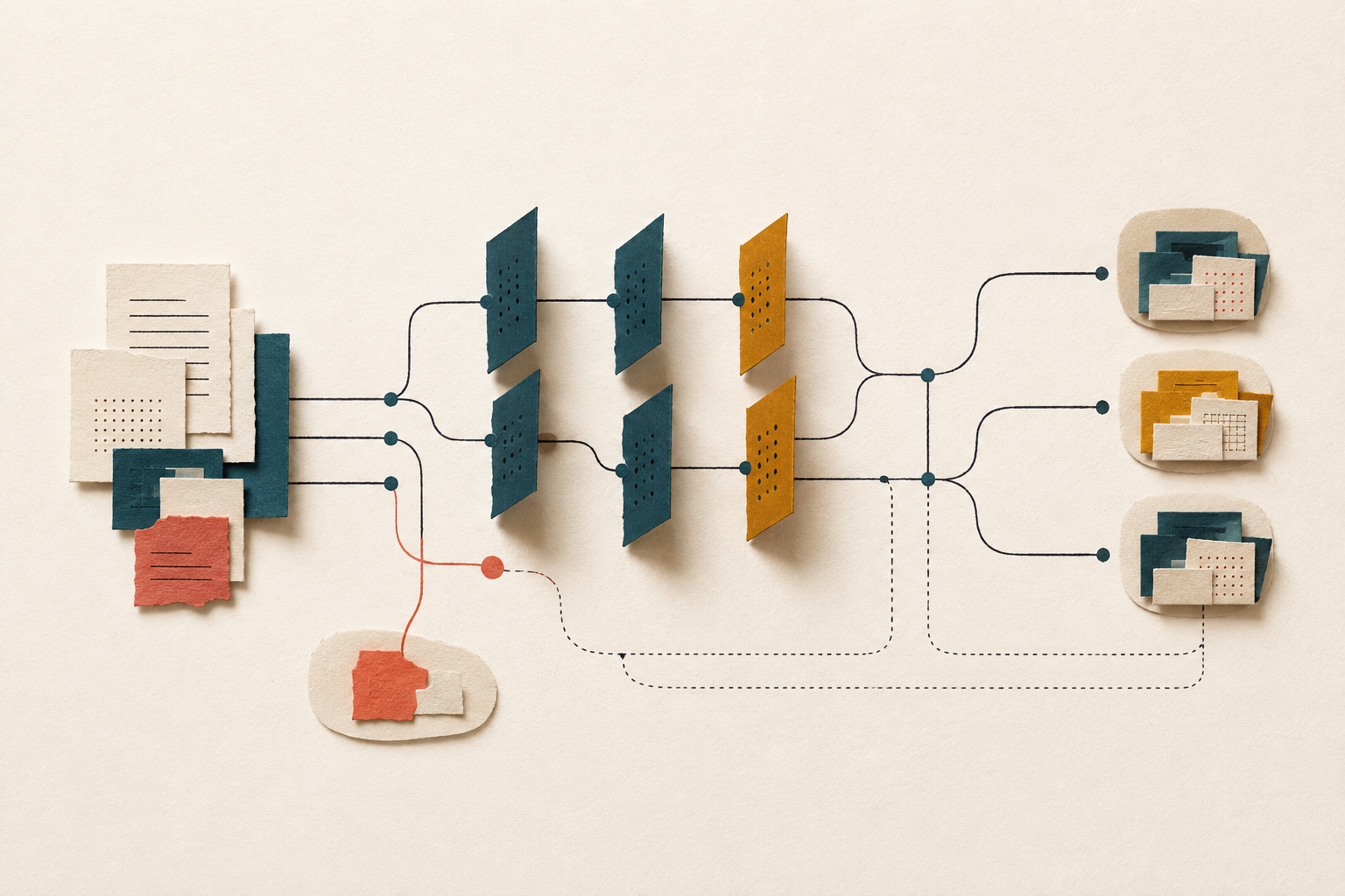 Permission paths remain attached to source records as they move through indexing and retrieval.