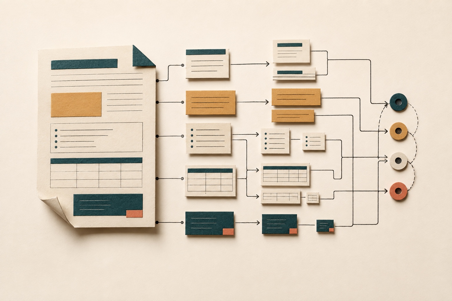 One document is divided into several structured chunk patterns for retrieval testing.